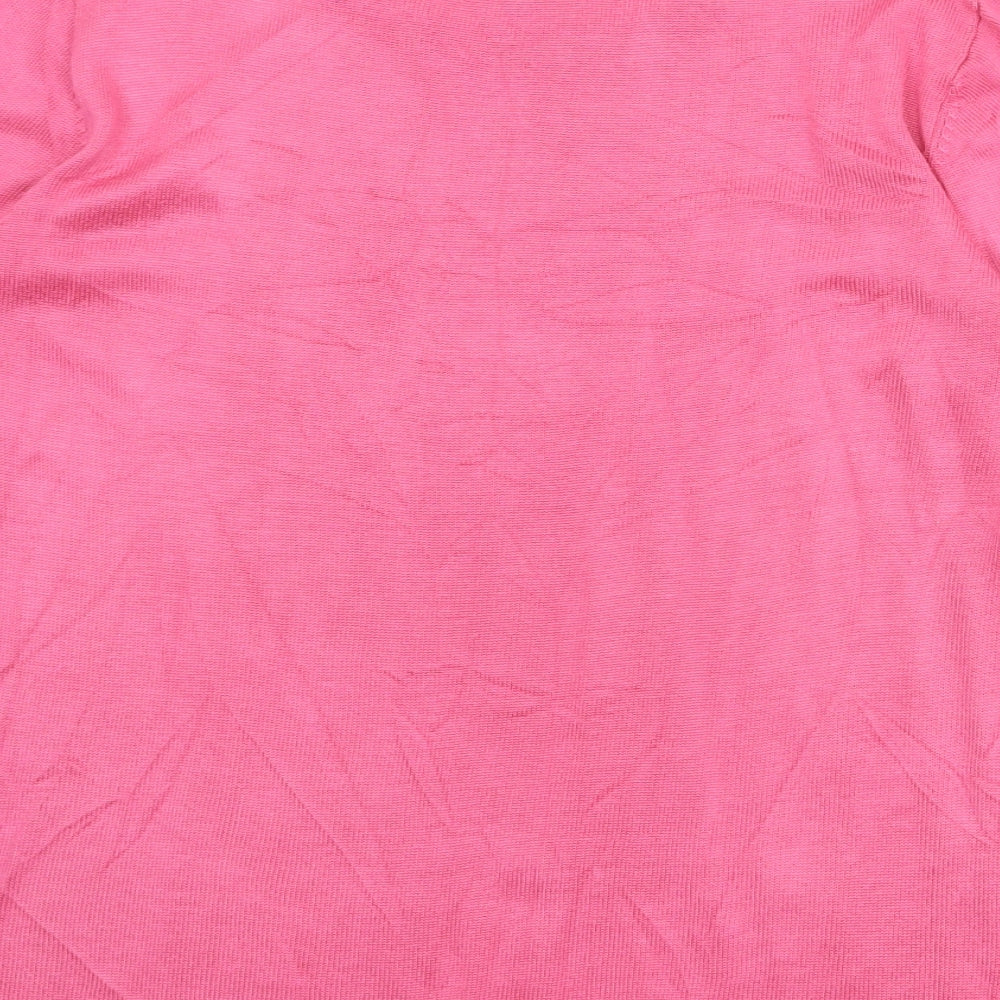 CASAMIA Womens Pink Round Neck Geometric Acrylic Pullover Jumper Size S - Feathers Print
