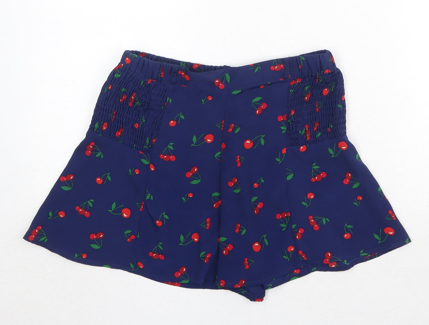 Neon Rose Womens Blue Geometric Polyester Basic Shorts Size XS Regular Pull On - Cherries Print