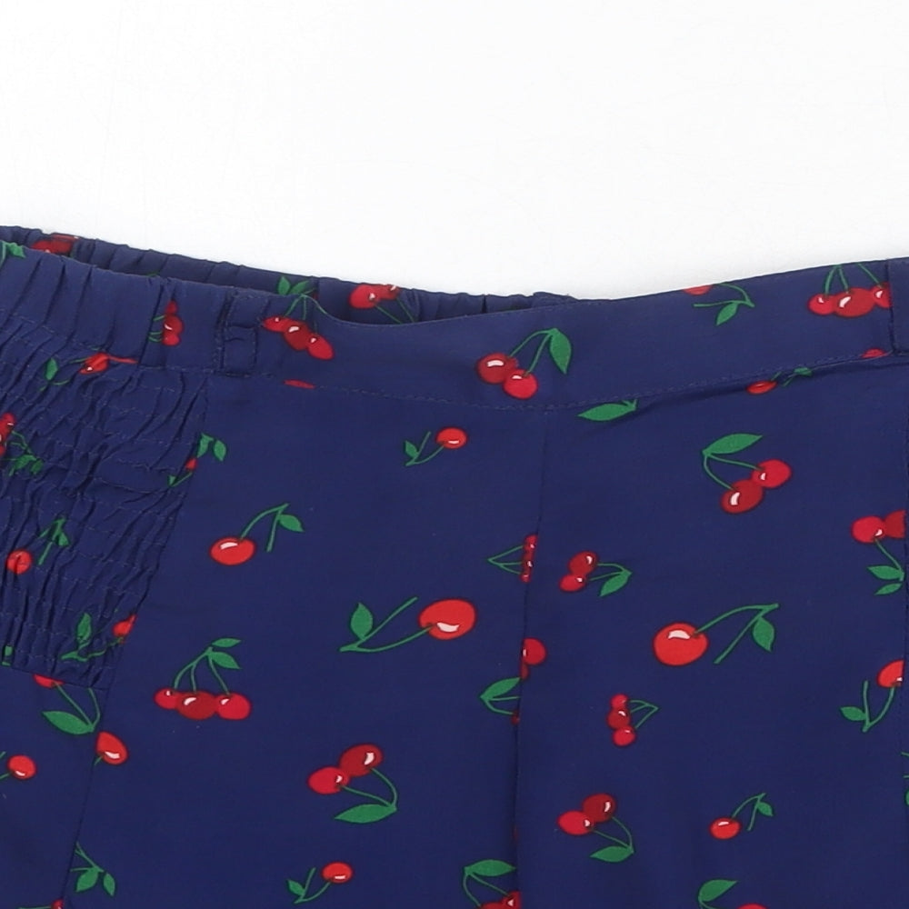 Neon Rose Womens Blue Geometric Polyester Basic Shorts Size XS Regular Pull On - Cherries Print