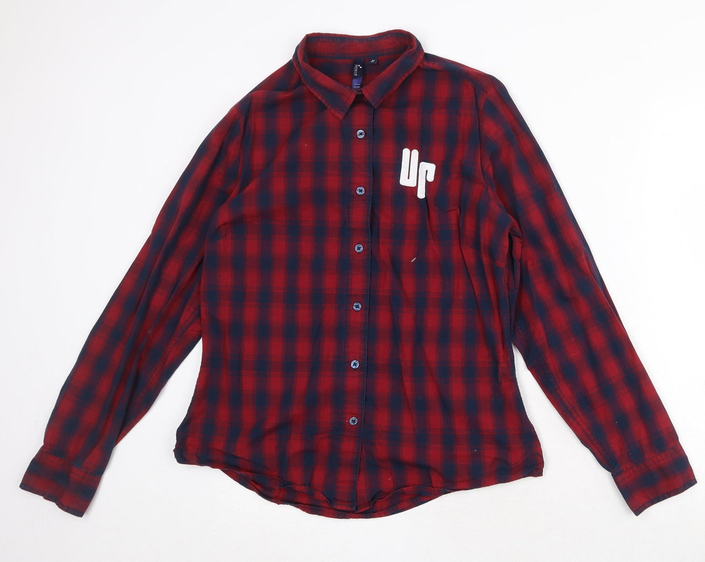 Premier Boys Red Plaid 100% Cotton Pullover Button-Up Size M Collared Button