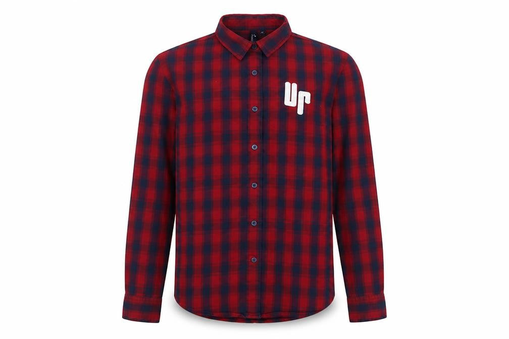 Premier Boys Red Plaid 100% Cotton Pullover Button-Up Size M Collared Button