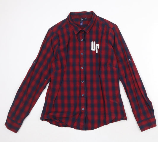 Premier Boys Red Polka Dot 100% Cotton Pullover Button-Up Size M Collared Button