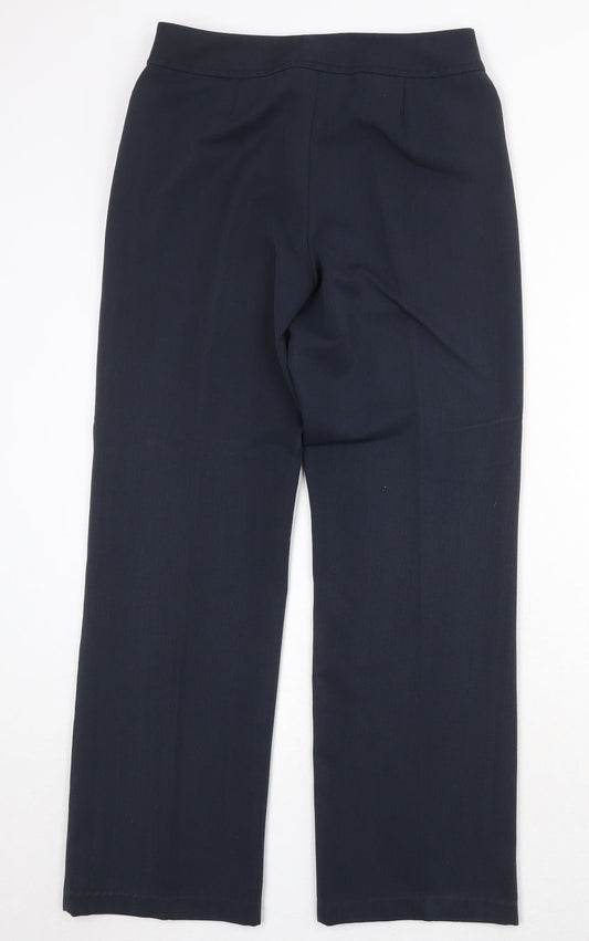 BHS Womens Blue Polyester Dress Pants Trousers Size 8 Regular Zip