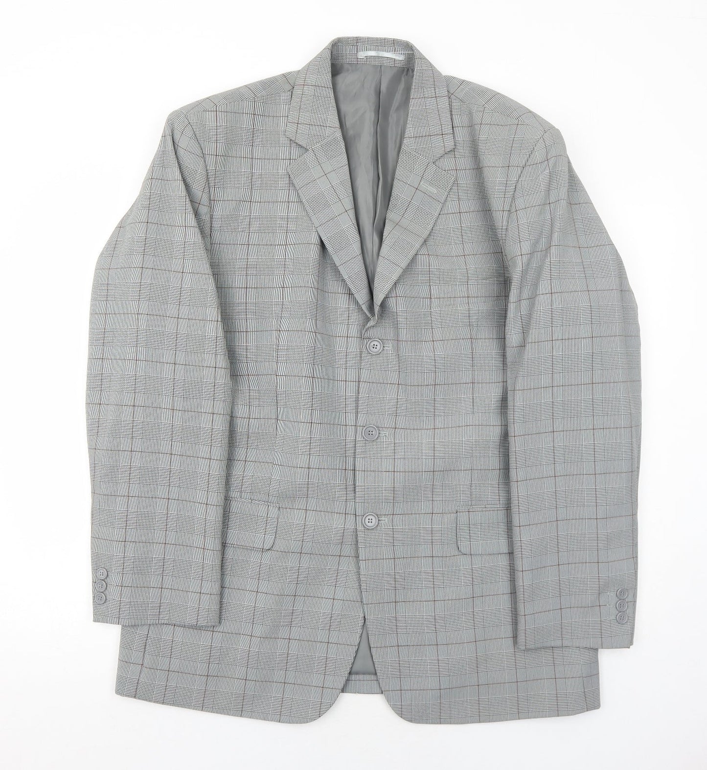Damimac Mens Grey Geometric Polyester Jacket Suit Jacket Size 42 Regular