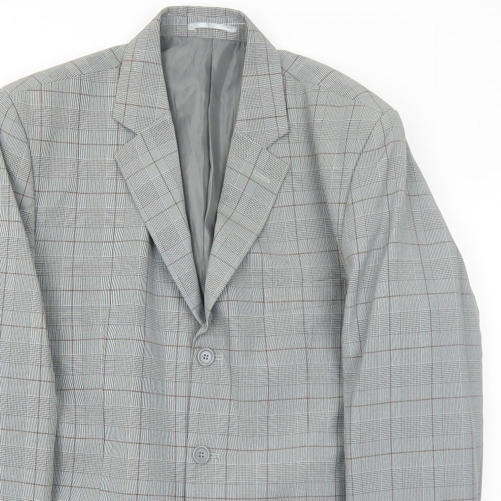 Damimac Mens Grey Geometric Polyester Jacket Suit Jacket Size 42 Regular