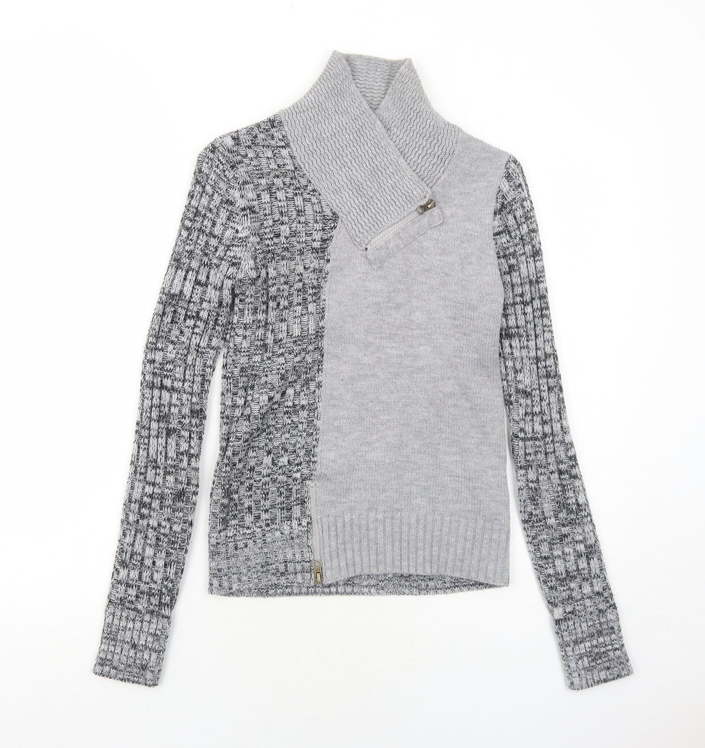 Rainbow Womens Grey High Neck Acrylic Pullover Jumper Size 8