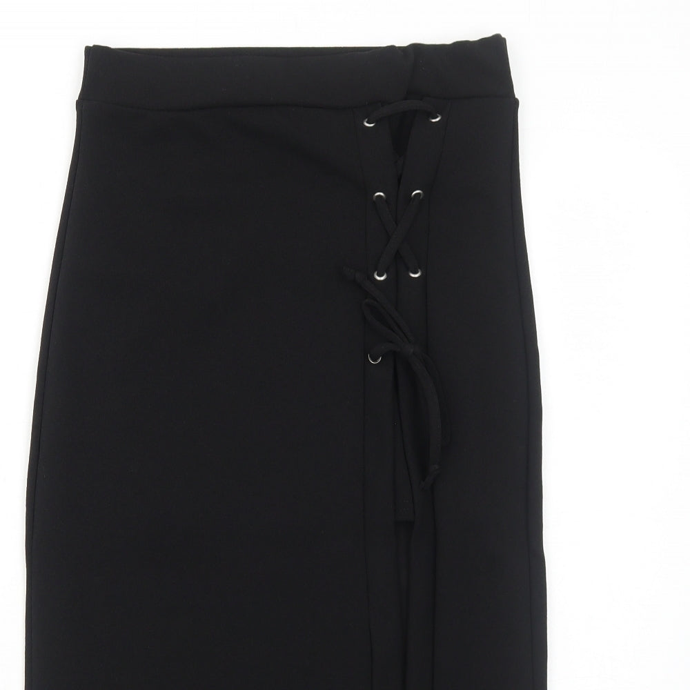IX London Womens Black Polyester Straight & Pencil Skirt Size 10 - Lace Up Detail