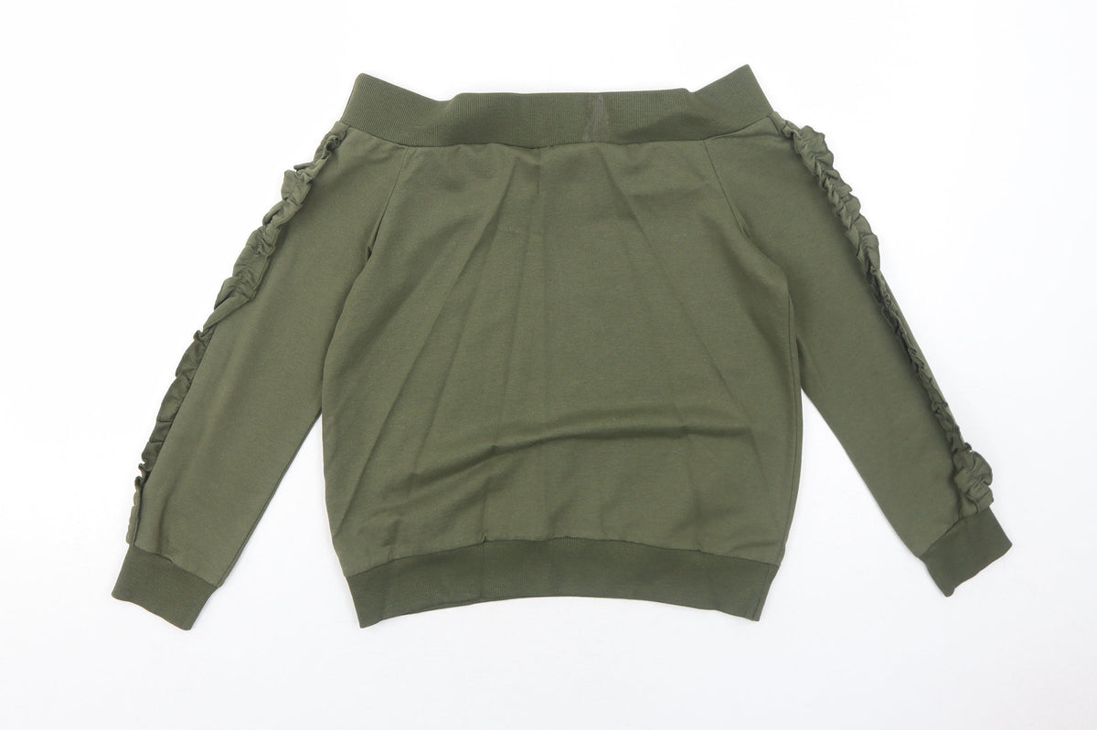 Select Girls Green Cotton Pullover Sweatshirt Size 12-13 Years Pullover - We Are The Future