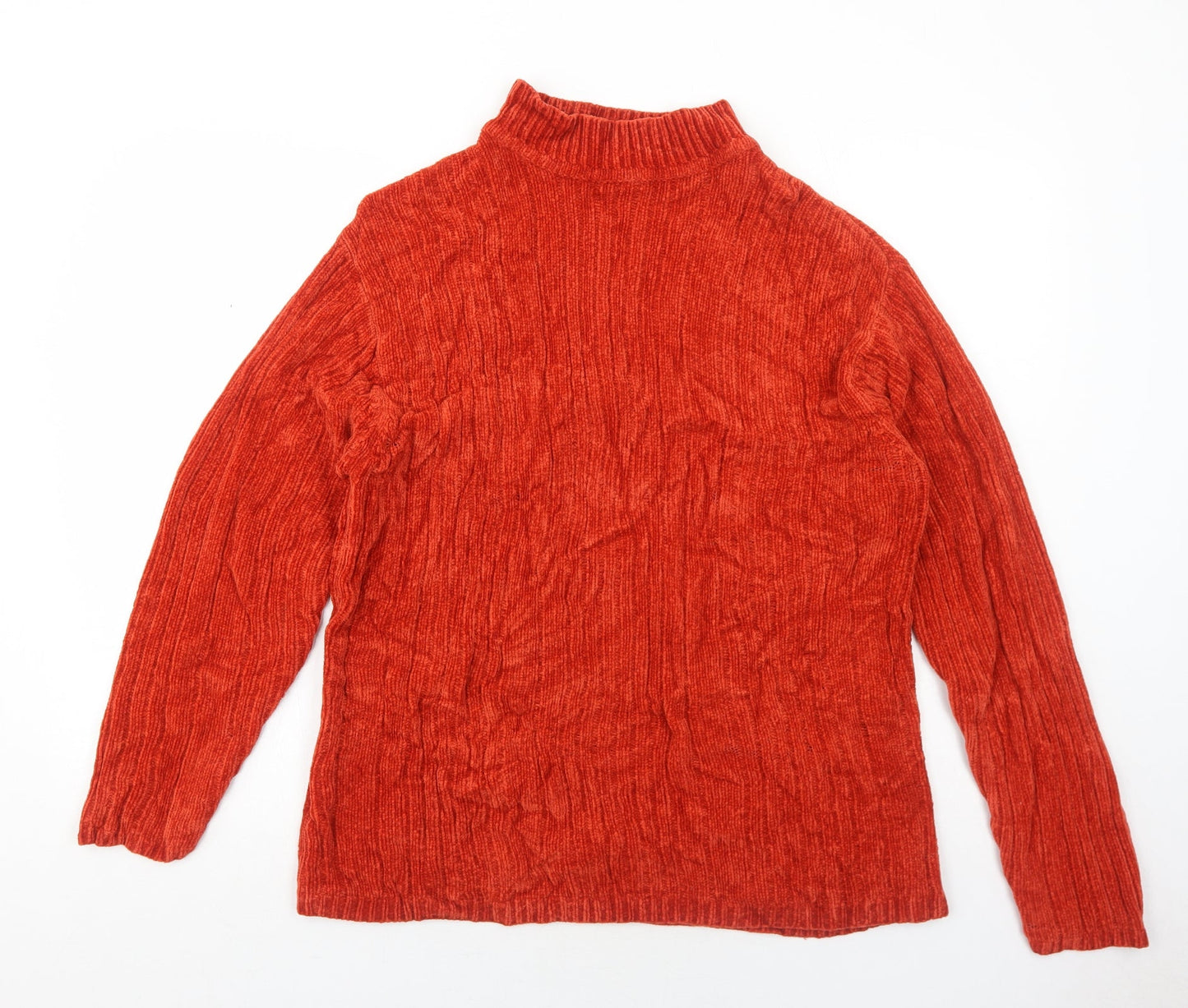 Bonmarché Womens Orange High Neck Acrylic Pullover Jumper Size L