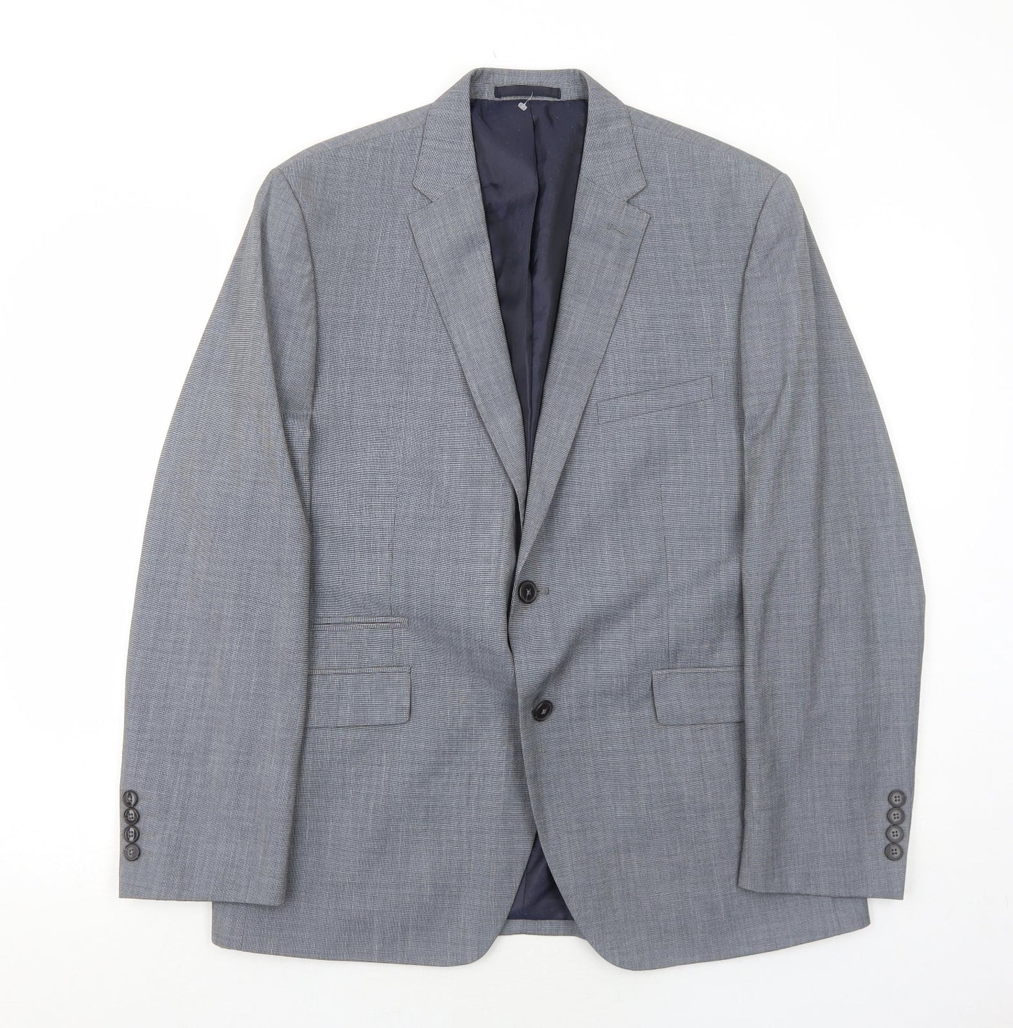Burton Mens Grey Geometric Polyester Jacket Suit Jacket Size 40 Regular