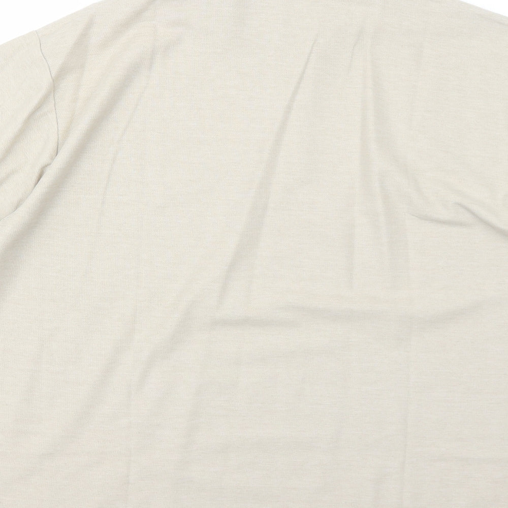 Classic Mens Beige Polyester Polo Size XL Collared Button