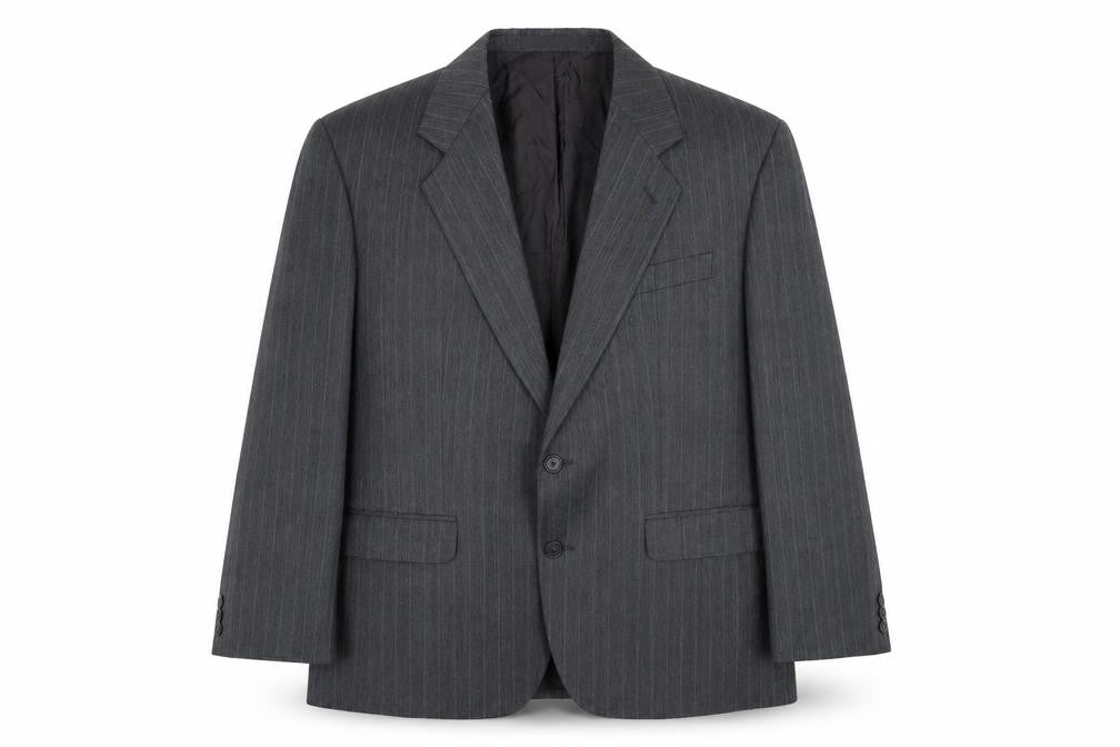 Marks and Spencer Mens Grey Striped Polyester Jacket Suit Jacket Size 42 Regular