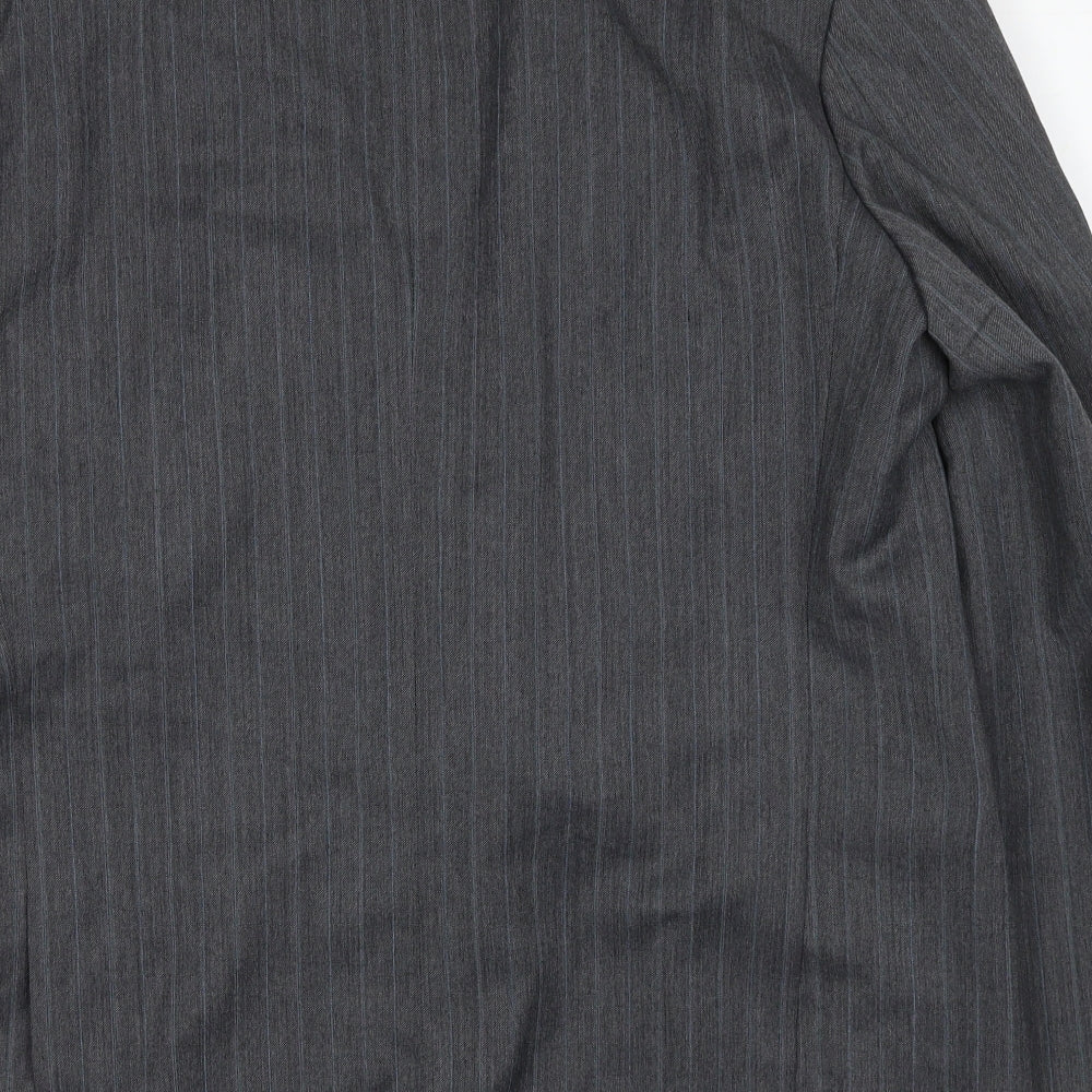Marks and Spencer Mens Grey Striped Polyester Jacket Suit Jacket Size 42 Regular