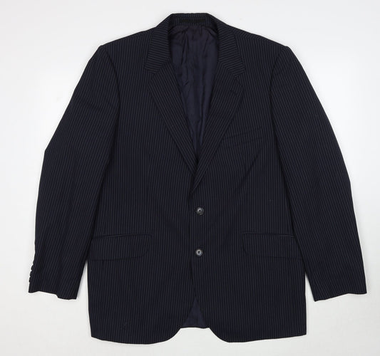 Varteks Mens Blue Striped Polyester Jacket Suit Jacket Size 44 Regular