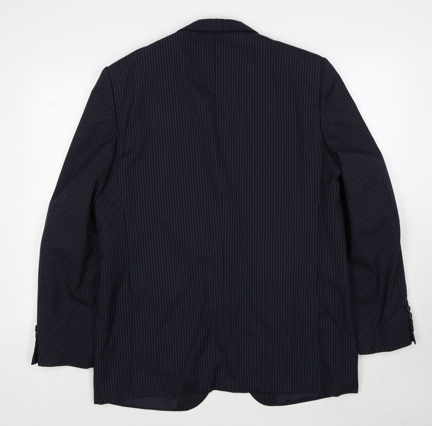Varteks Mens Blue Striped Polyester Jacket Suit Jacket Size 44 Regular