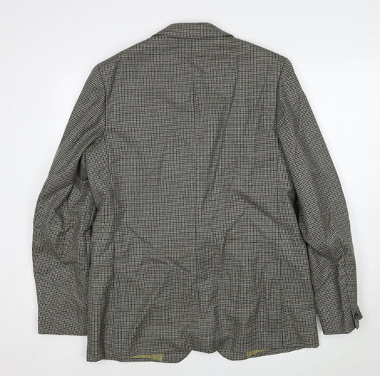 Carl Stuart Mens Beige Geometric Wool Jacket Suit Jacket Size 42 Regular
