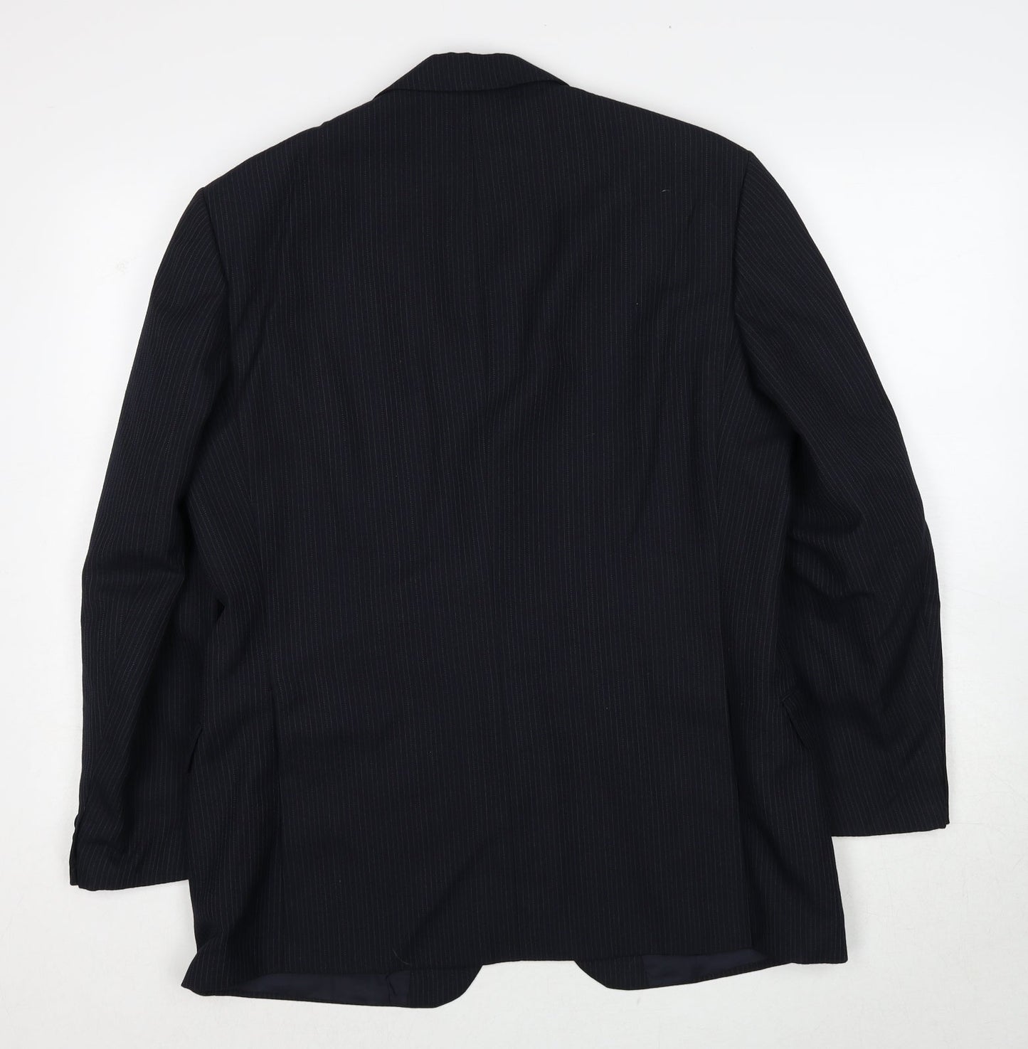 Marks and Spencer Mens Black Striped Polyester Jacket Suit Jacket Size 42 Regular