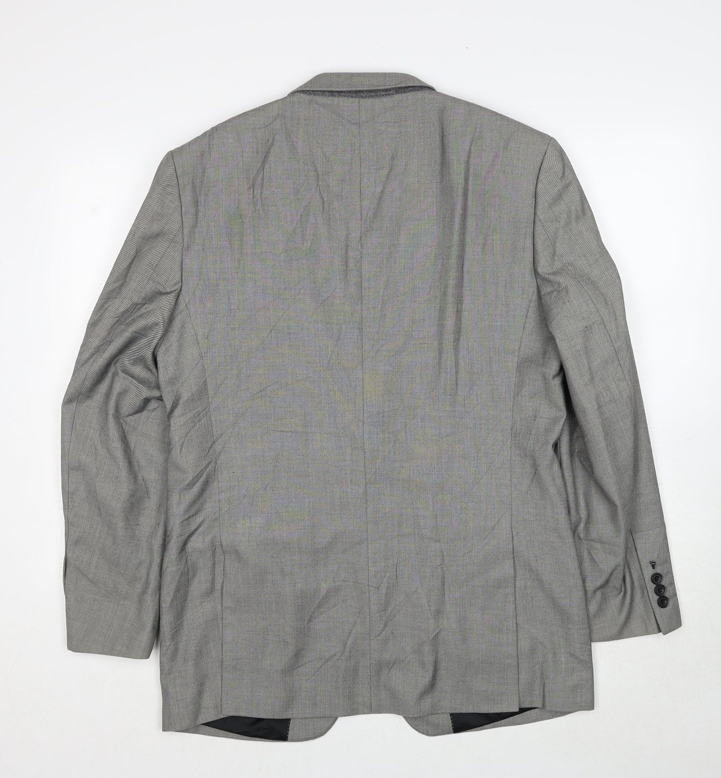 Burton Mens Grey Geometric Polyester Jacket Suit Jacket Size 40 Regular