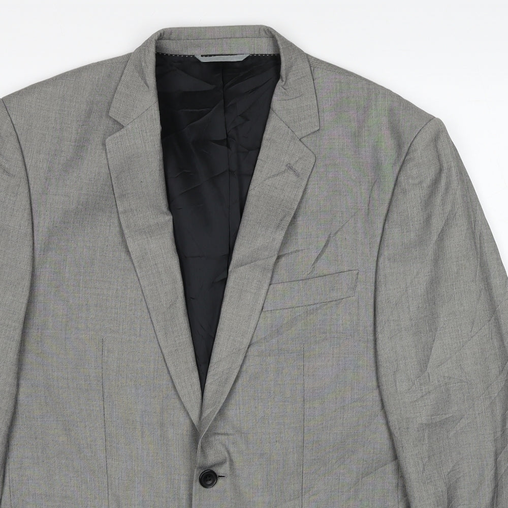 Burton Mens Grey Geometric Polyester Jacket Suit Jacket Size 40 Regular