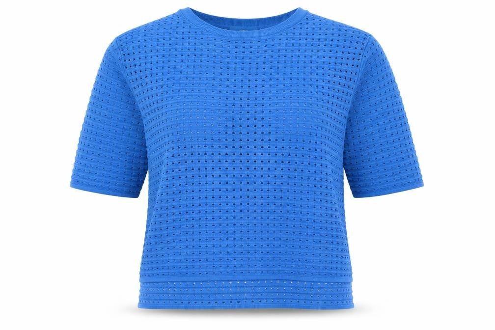 NEXT Womens Blue Round Neck Geometric Cotton Pullover Jumper Size 8