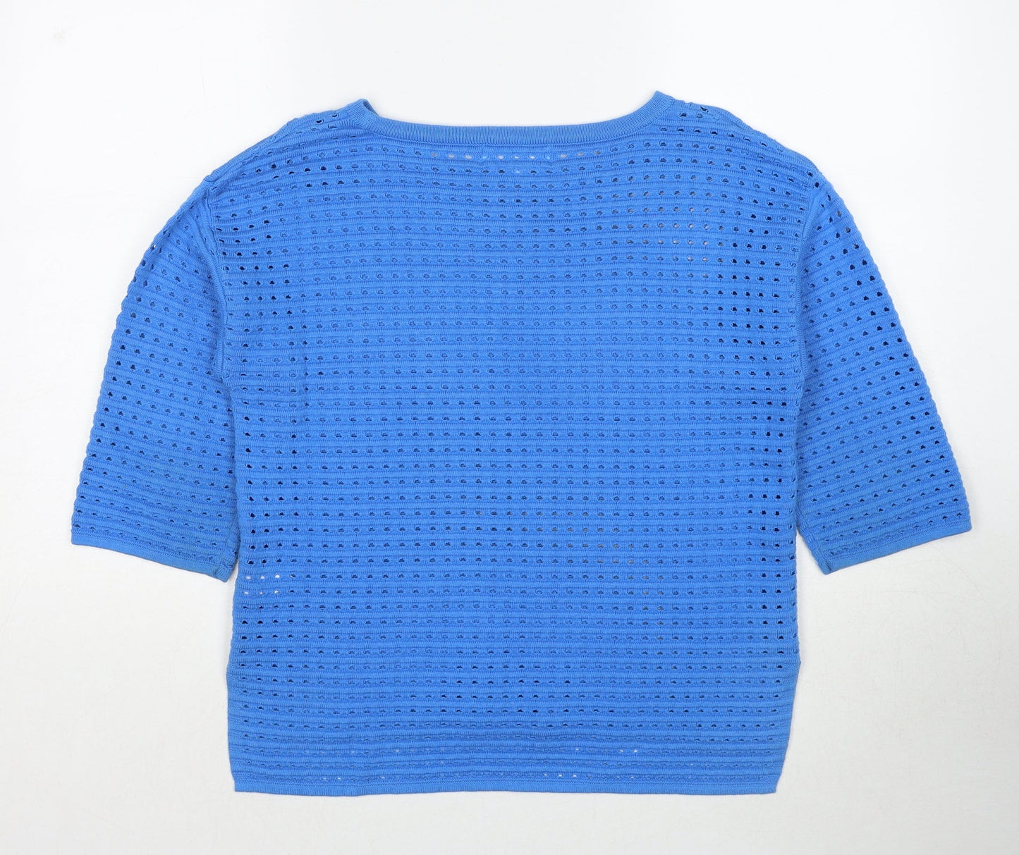 NEXT Womens Blue Round Neck Geometric Cotton Pullover Jumper Size 8