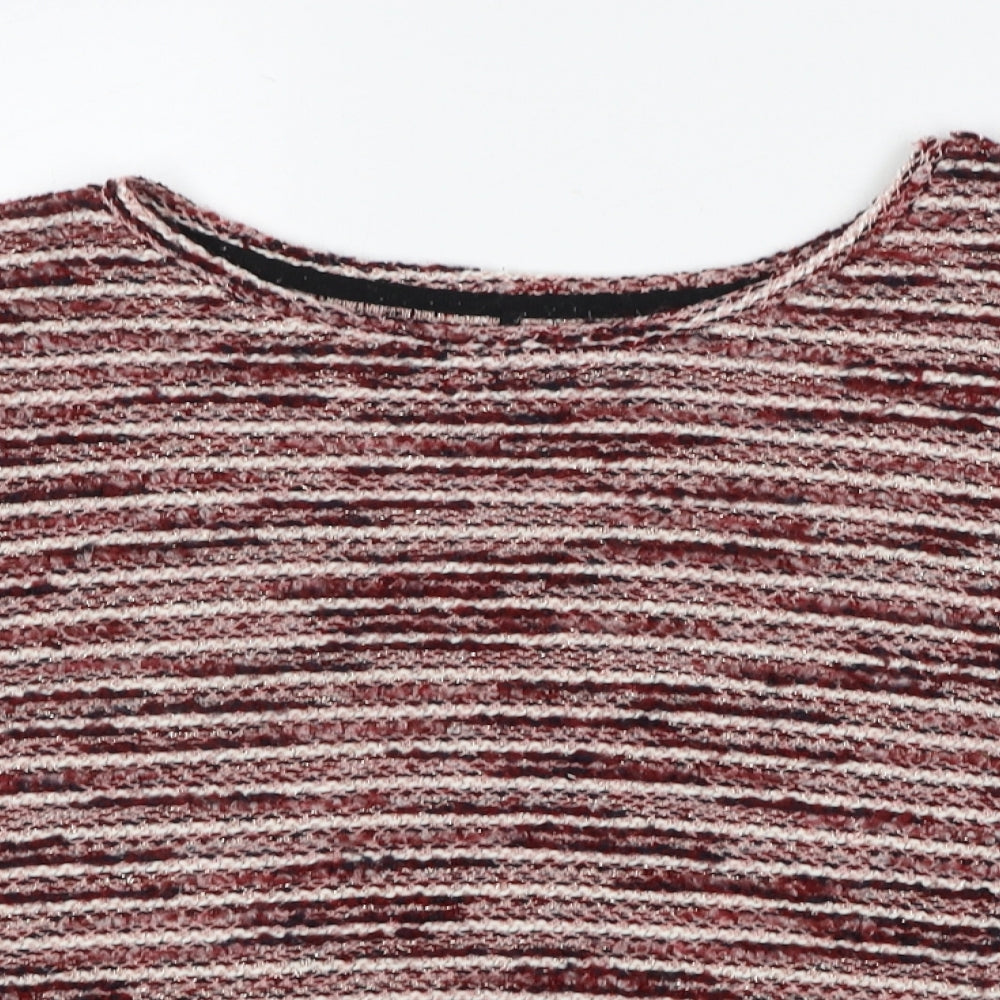 New Look Womens Red Round Neck Geometric Cotton Pullover Jumper Size L