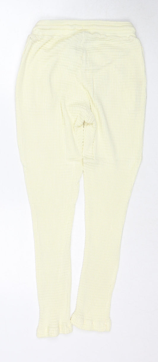 ASOS Womens Ivory Cotton Jogger Trousers Size 6 Regular Drawstring - Textured