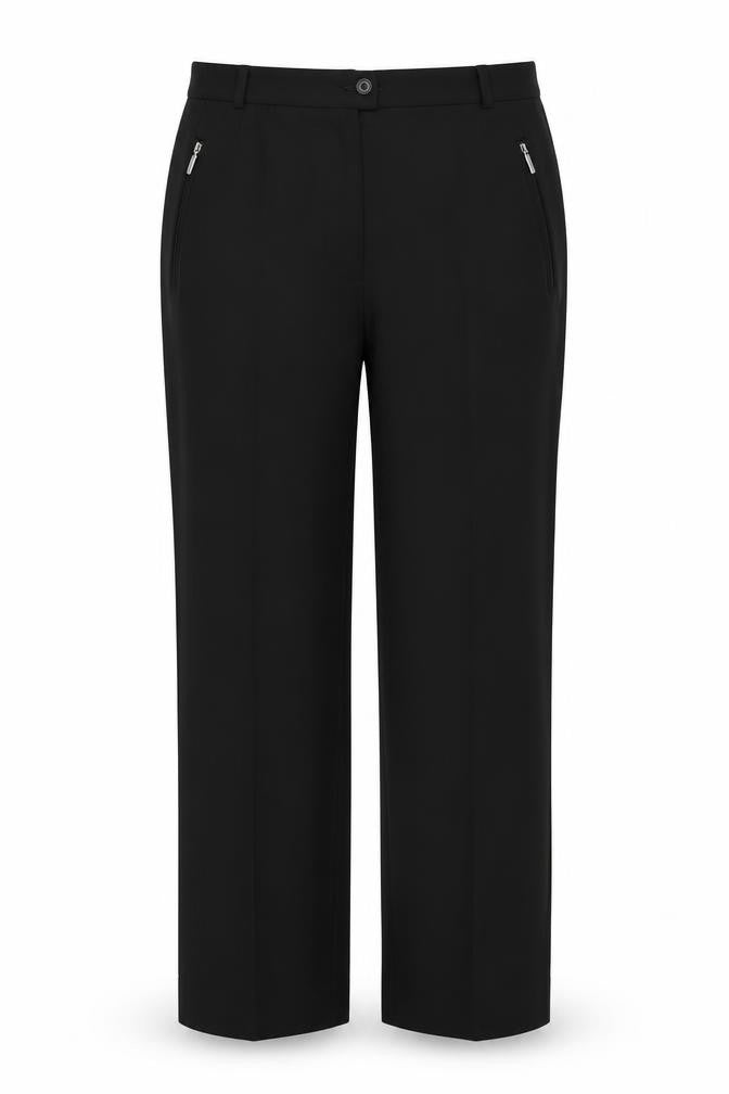 Marks and Spencer Womens Black Polyester Trousers Size 12 Regular Zip - Zipped Pockets