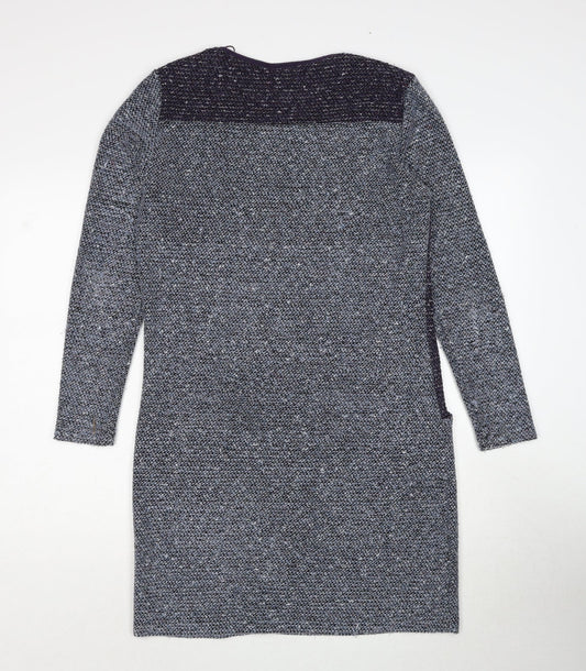 Stock Shop Womens Black Colourblock Polyester Jumper Dress Size S Round Neck Pullover