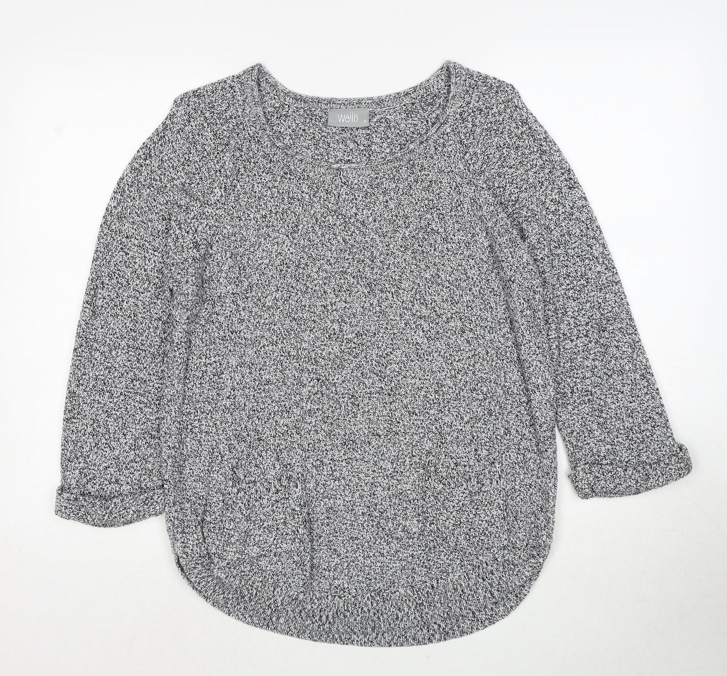 Wallis Womens Grey Round Neck Cotton Pullover Jumper Size S