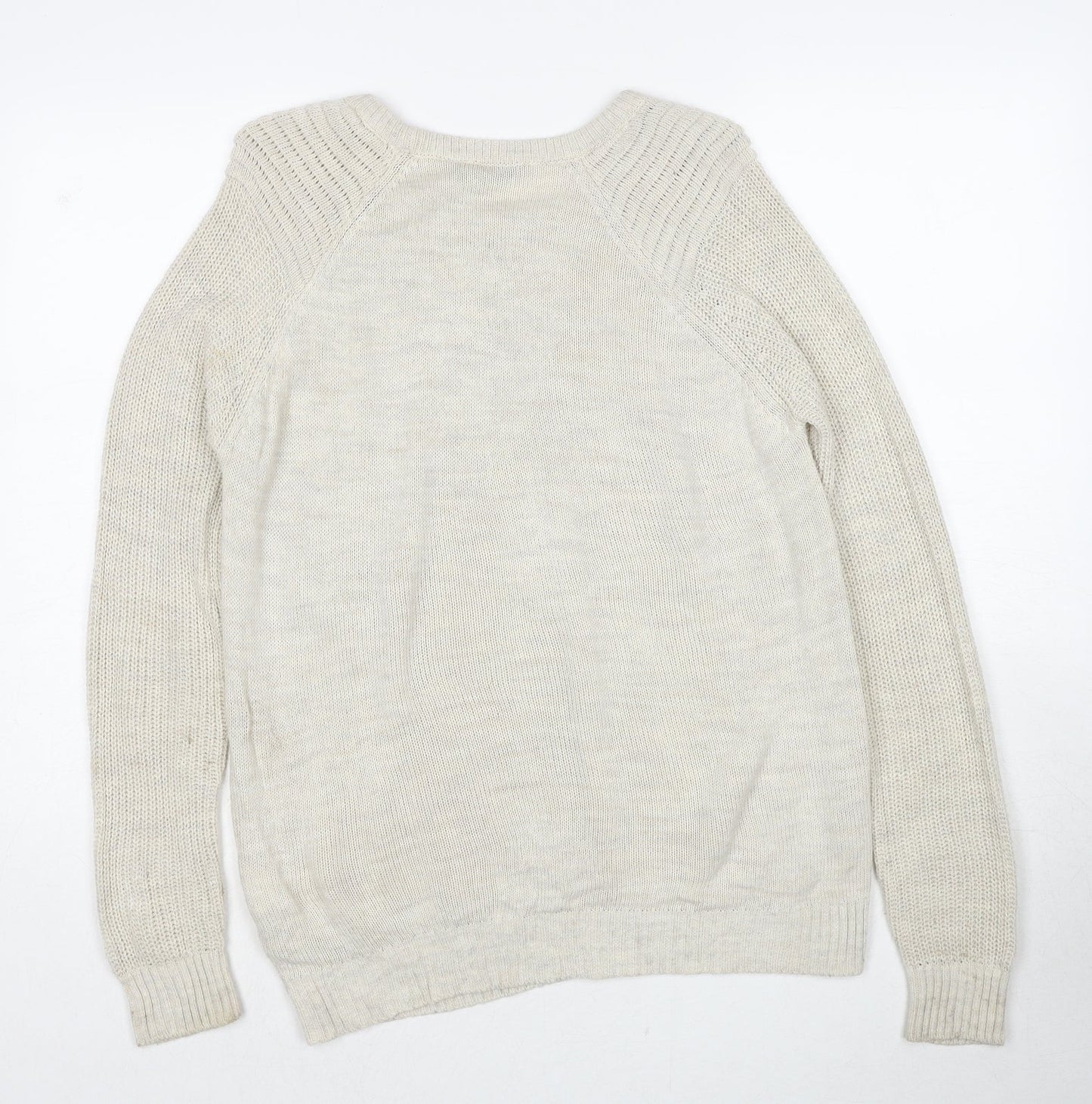 Stradivarius Womens Beige Round Neck Acrylic Pullover Jumper Size S