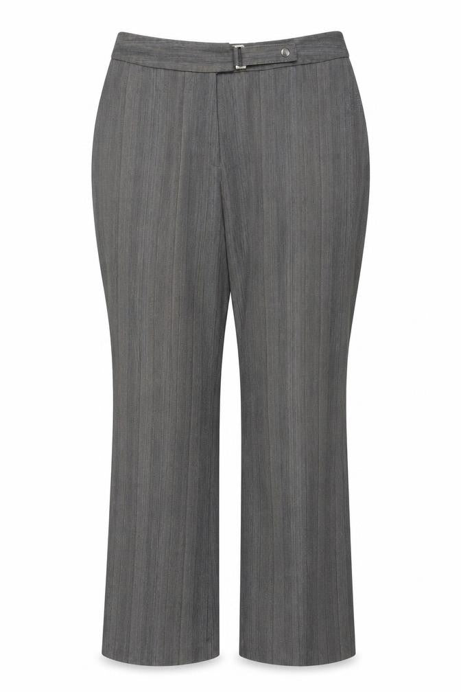 Marks and Spencer Womens Grey Striped Polyester Trousers Size 16 Regular Zip