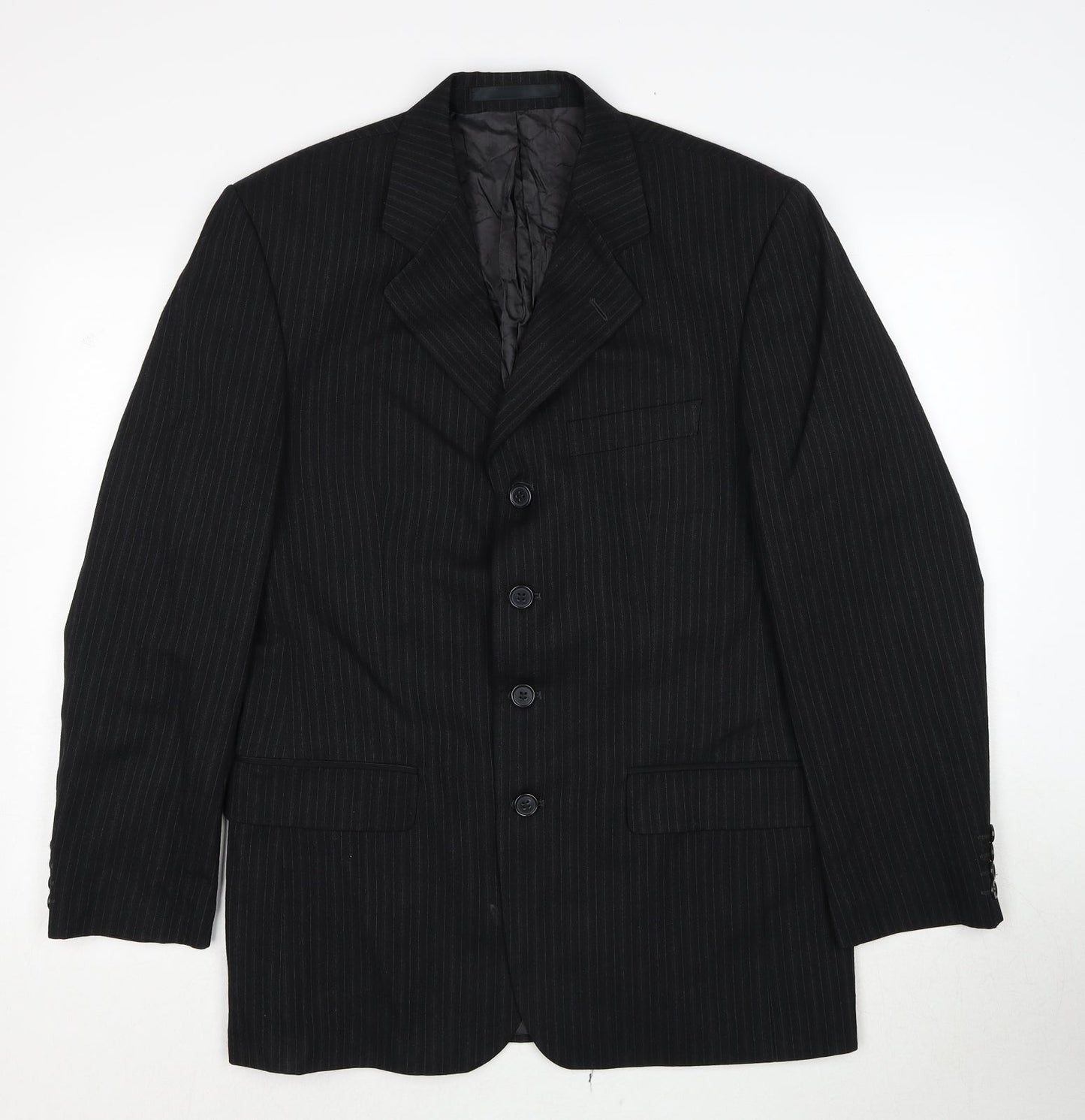 Principles Mens Black Striped Wool Jacket Suit Jacket Size 38 Regular