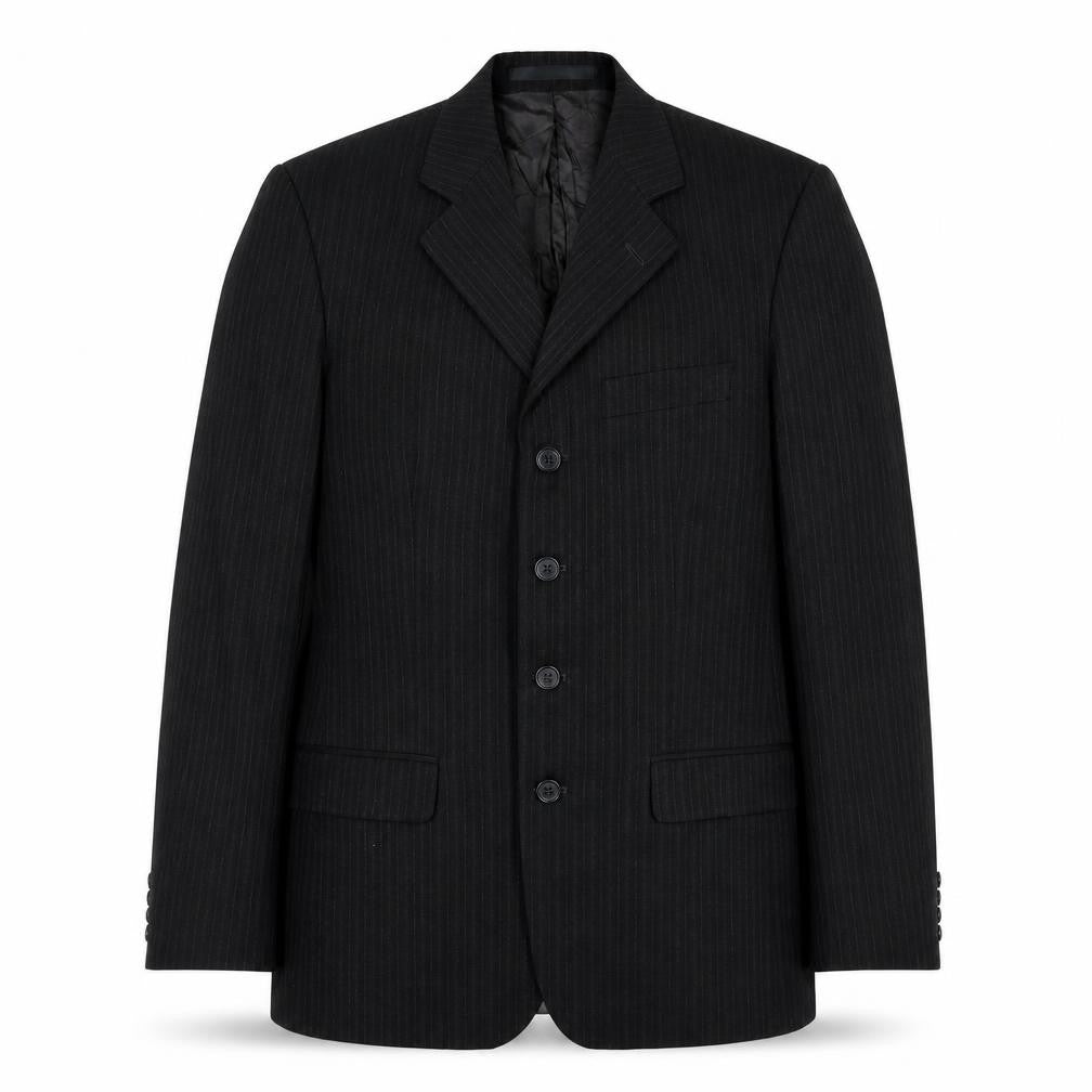 Front view of Principles men’s black striped wool jacket suit jacket, size 38, regular