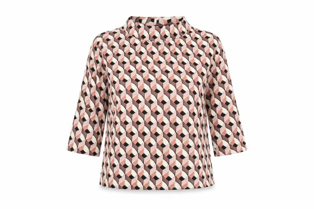 Mongul Womens Multicoloured Geometric Cotton Basic Blouse Size S Round Neck
