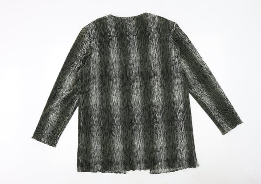 Anna Morelle Womens Green Geometric Polyester Basic Blouse Size M Round Neck