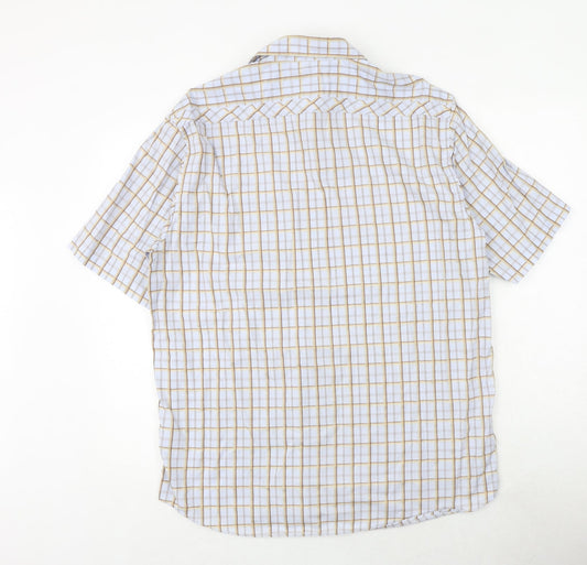 ARMANDO Mens Blue Check 100% Cotton Button-Up Size XL Collared Button