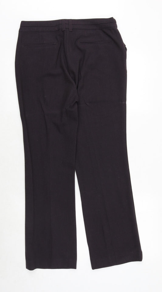 Marks and Spencer Womens Purple Polyester Trousers Size 16 Regular Zip