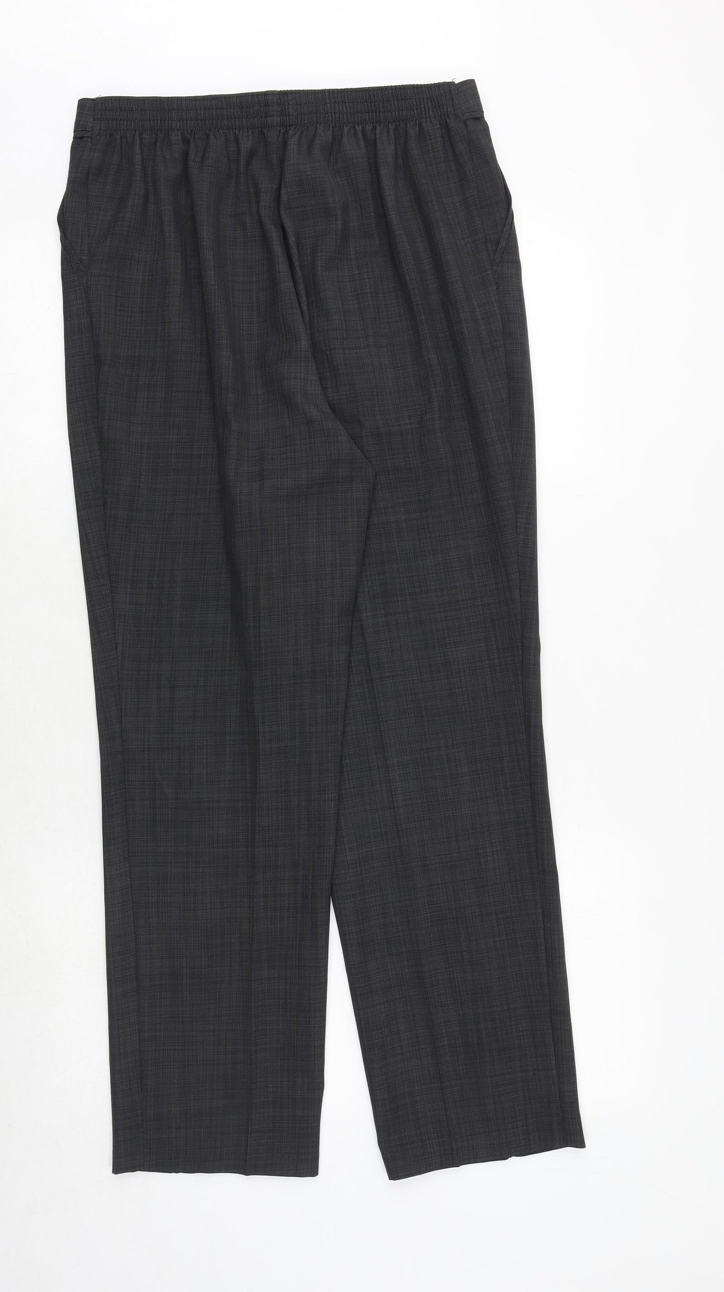 Marks and Spencer Womens Grey Geometric Polyester Trousers Size 12 Regular