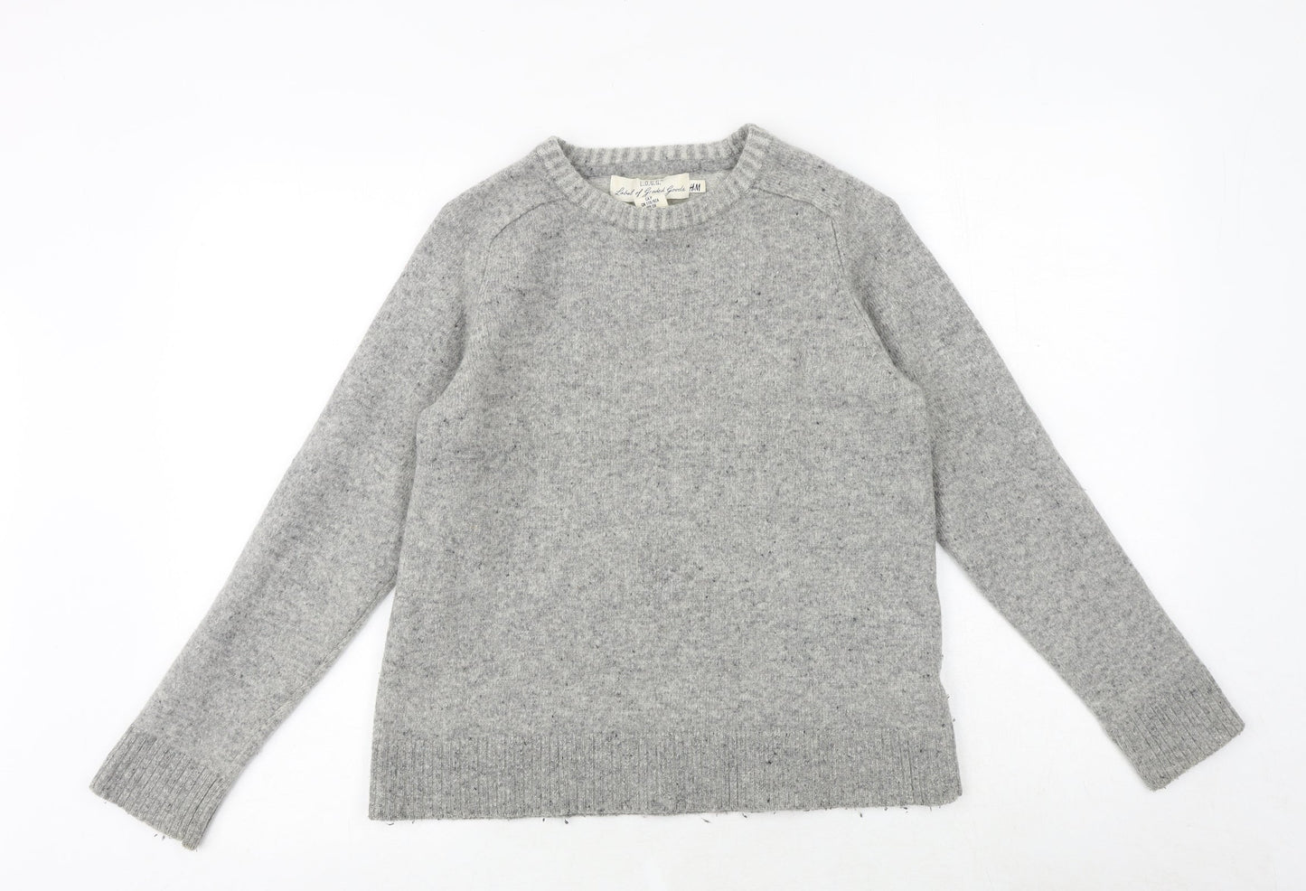 H&M Womens Grey Round Neck Acrylic Pullover Jumper Size S