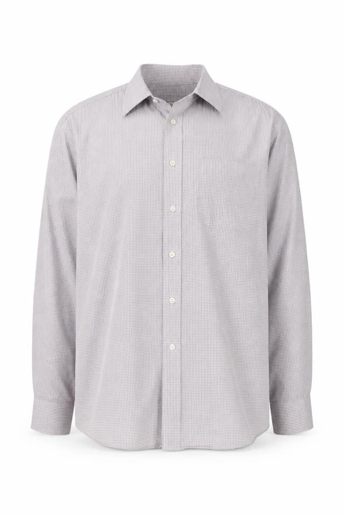 Marks and Spencer Mens Pink Check Polyester Button-Up Size 16.5 Collared Button