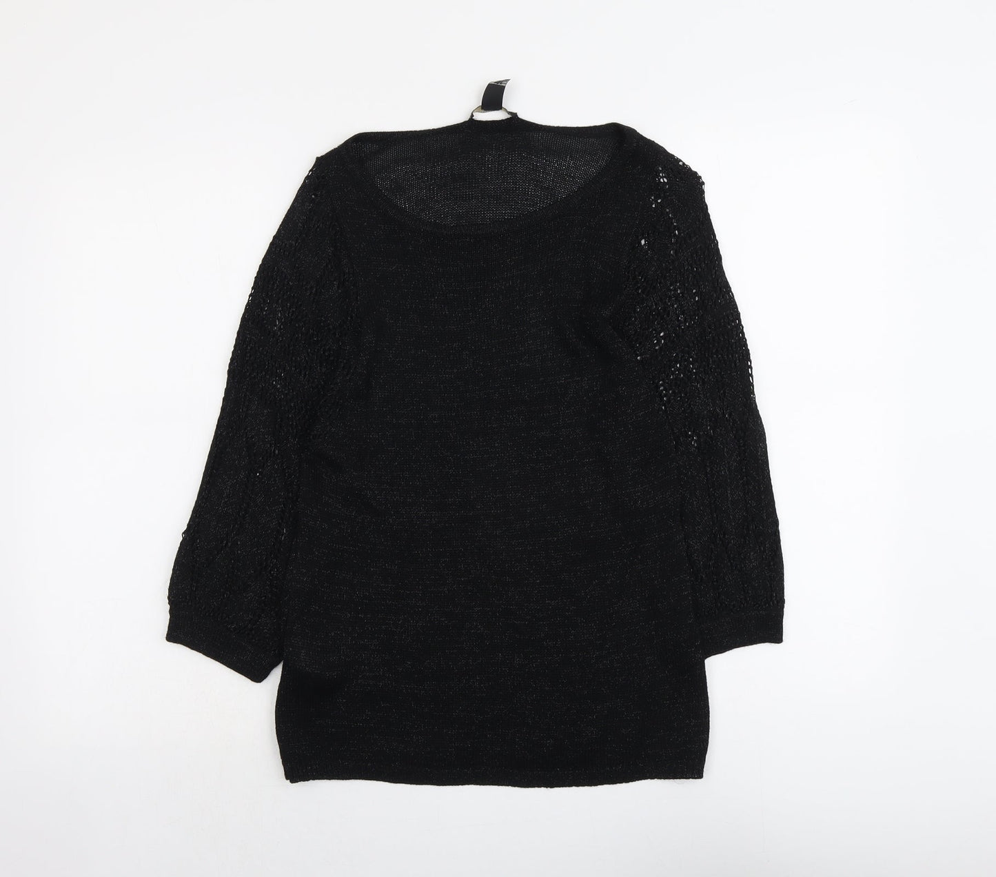 Mango Womens Black Round Neck Viscose Pullover Jumper Size L