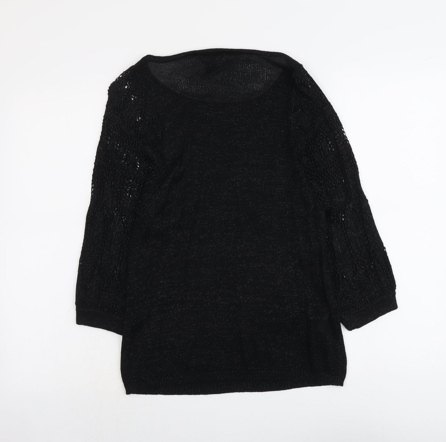 Mango Womens Black Round Neck Viscose Pullover Jumper Size L