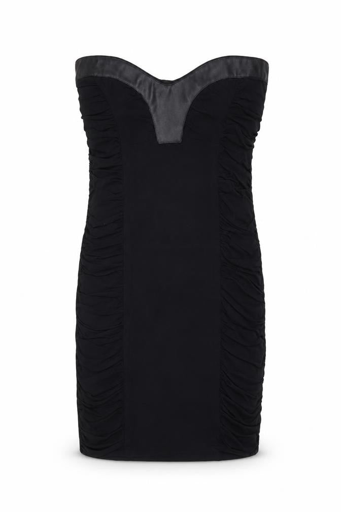 Miss Selfridge Womens Black Cotton Mini Size 12 Sweetheart Pullover - Faux Leather Detail