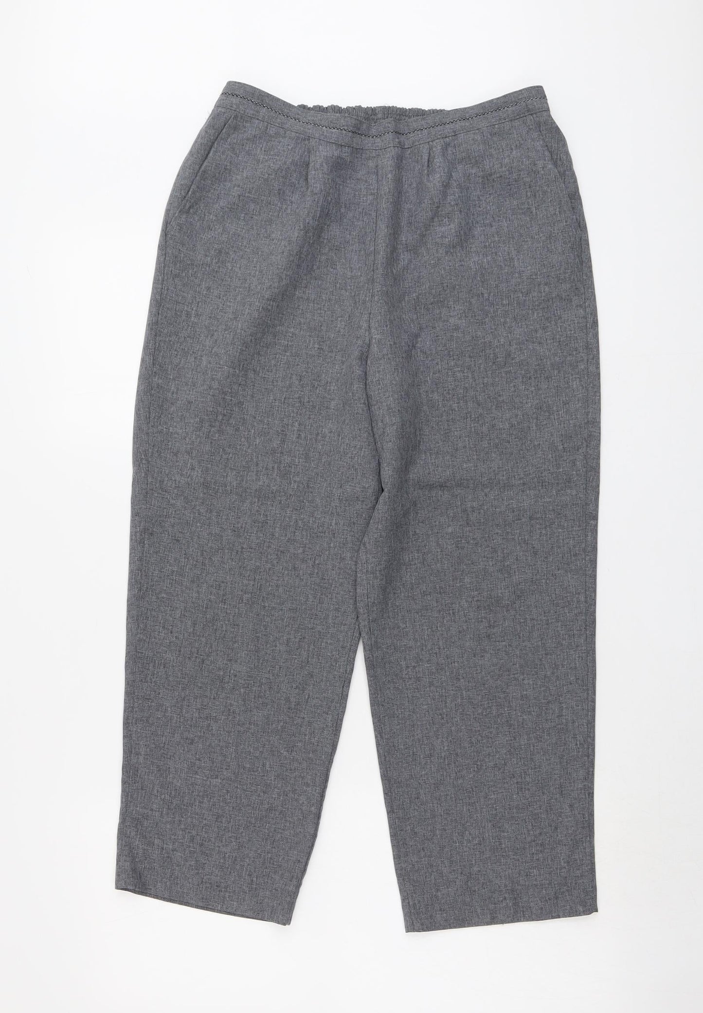 Bonmarché Womens Grey Polyester Cropped Trousers Size 12 L24 in Regular