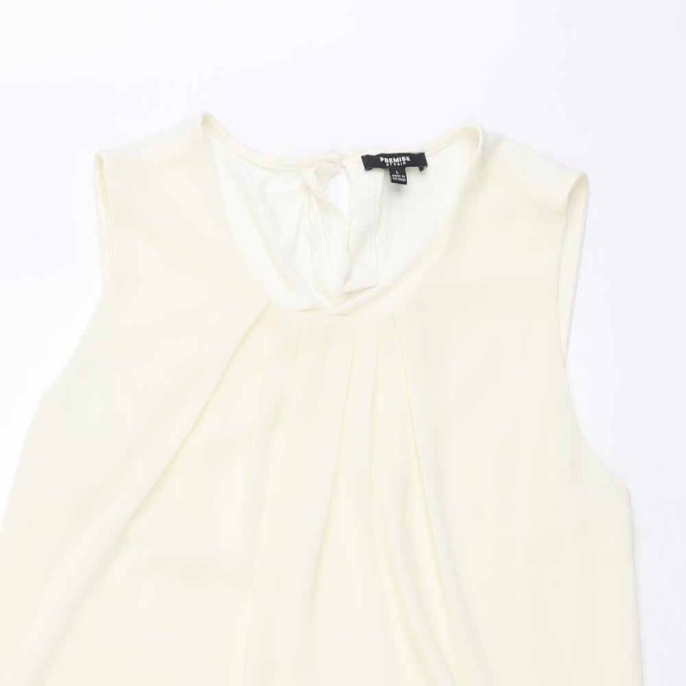 Premise Womens Ivory Viscose Basic Tank Size L Round Neck