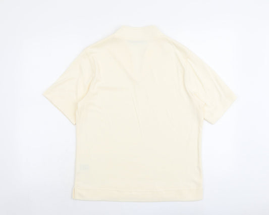 Poppy Womens Ivory Polyester Basic T-Shirt Size 18 V-Neck