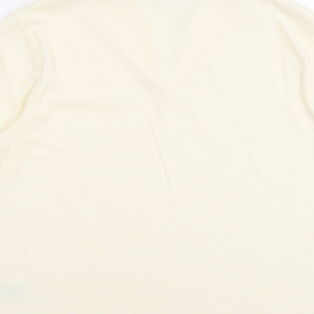 Poppy Womens Ivory Polyester Basic T-Shirt Size 18 V-Neck
