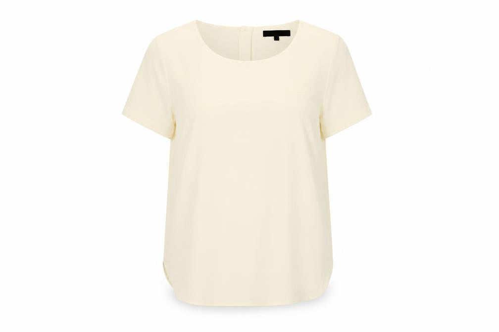 Marks and Spencer Womens Ivory Polyester Basic Blouse Size 12 Round Neck