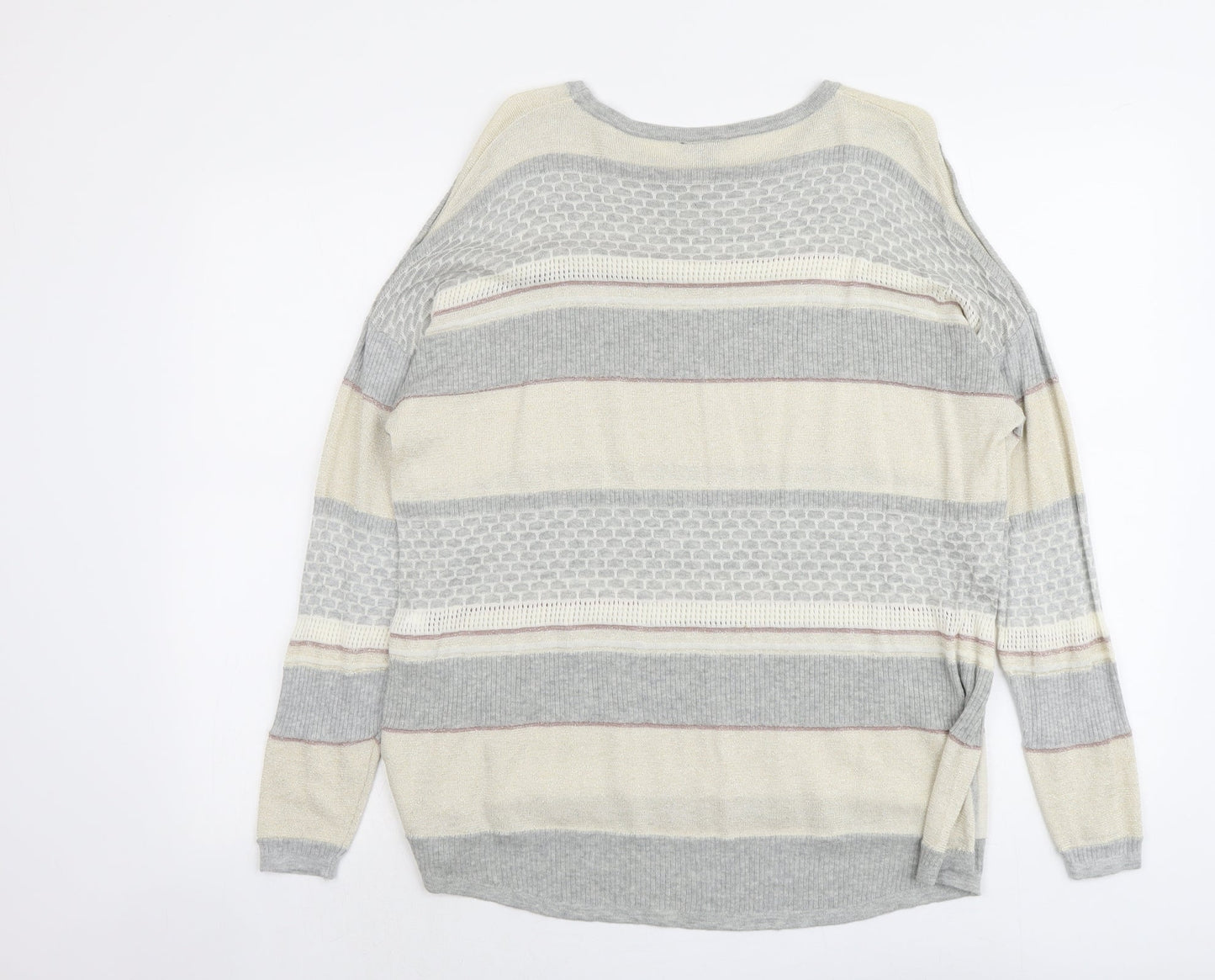 Warehouse Womens Multicoloured Round Neck Geometric Viscose Pullover Jumper Size 12